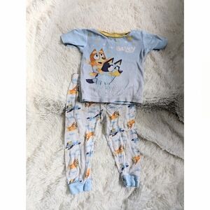 Disney Bluey Graphic Pajama Set Long Pants And Short Sleeve Top Toddler Size 2T